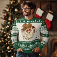 Cowboy Ugly Christmas Sweater Santa Claus Merry Xmas Vintage 90s Western Country - Wonder Print Shop