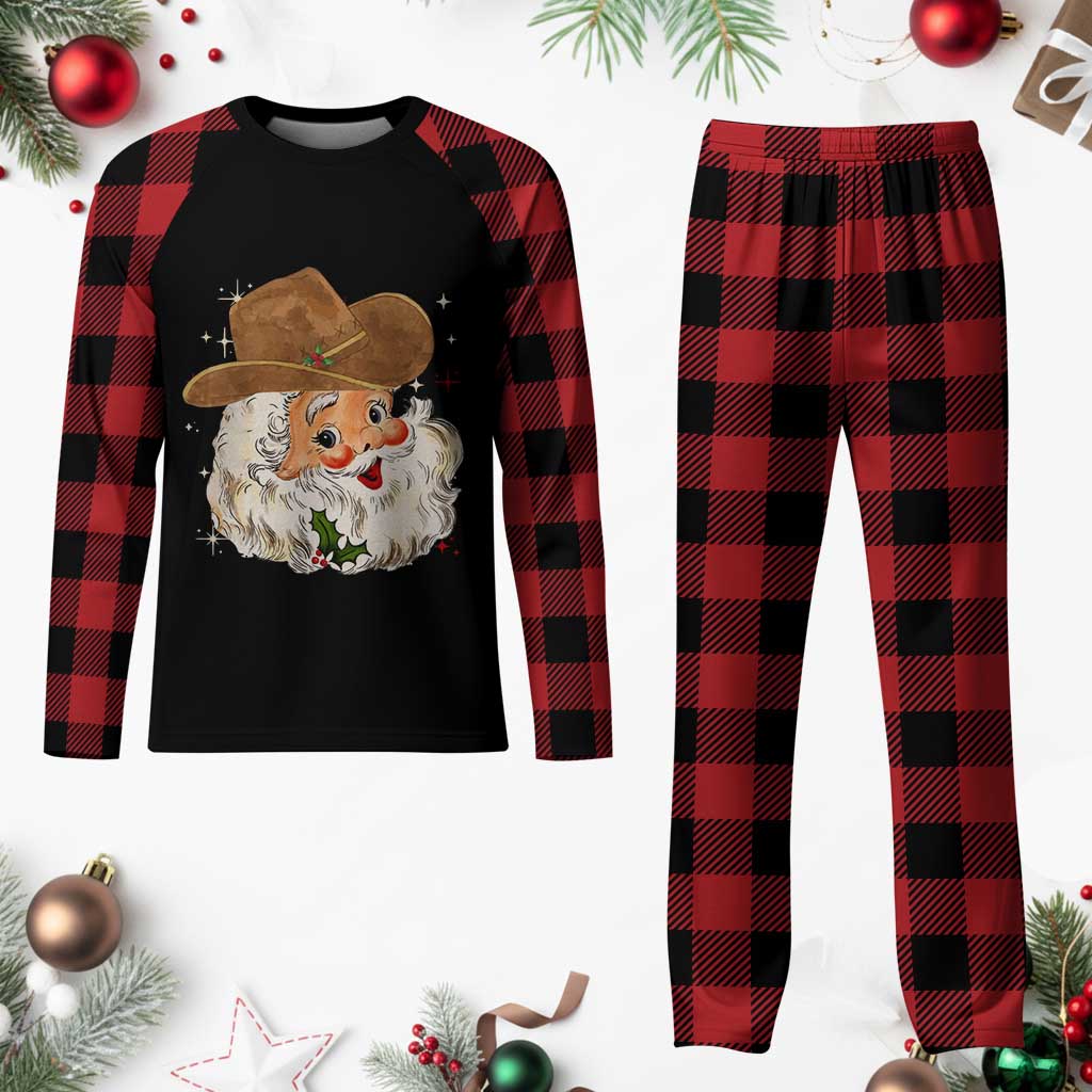 Cowboy Plaid Pajama Set Santa Claus Vintage 90s Western Country Music Outfit - Wonder Print Shop