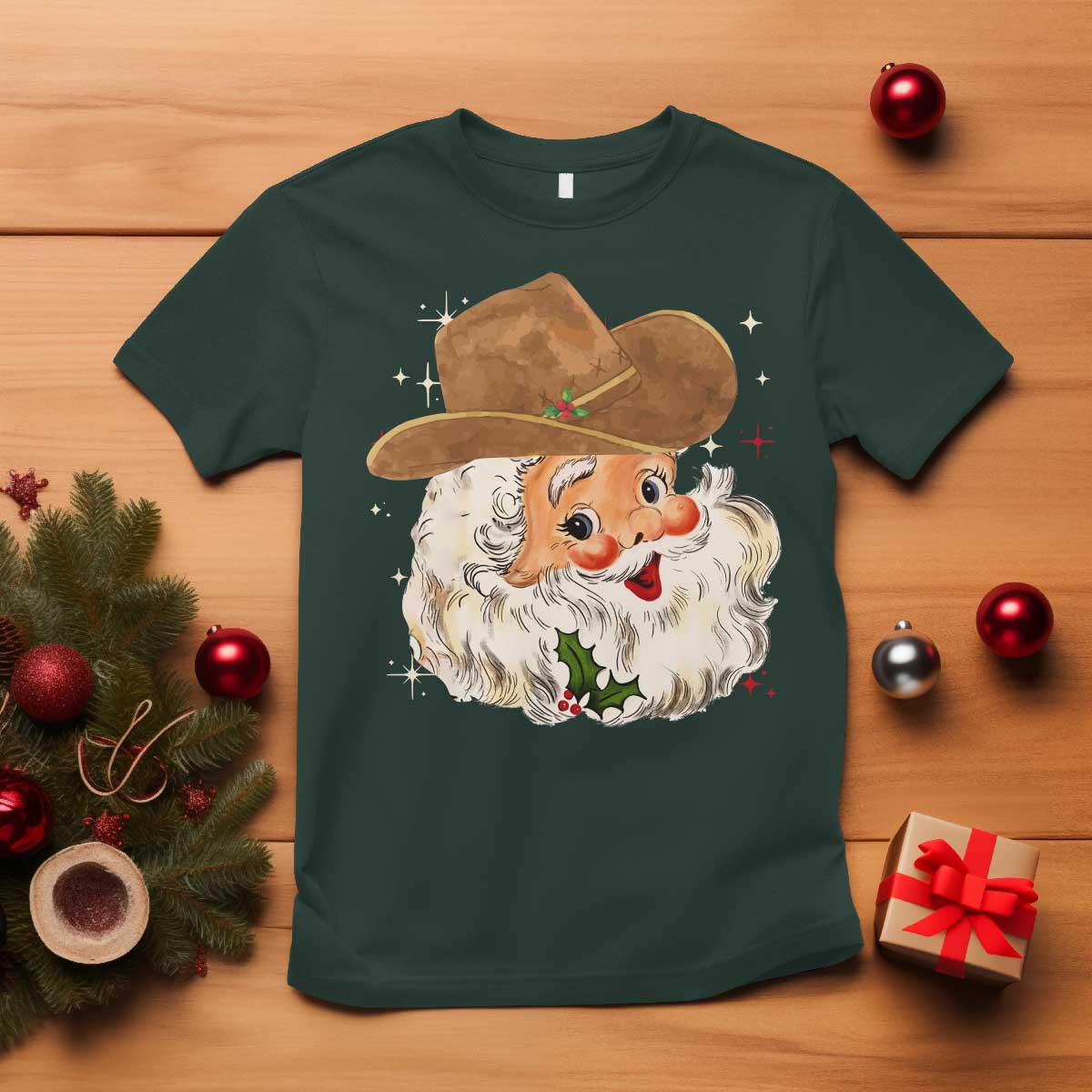 Christmas Cowboy T Shirt Santa Claus Vintage 90s Western Country Music Outfit - Wonder Print Shop