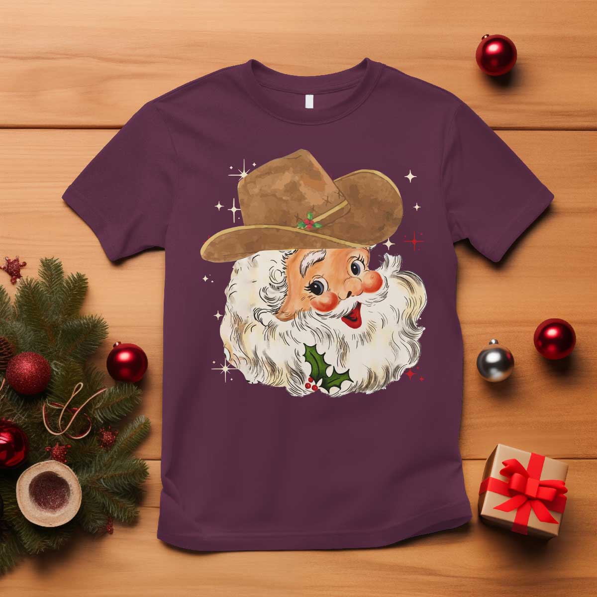 Christmas Cowboy T Shirt Santa Claus Vintage 90s Western Country Music Outfit - Wonder Print Shop