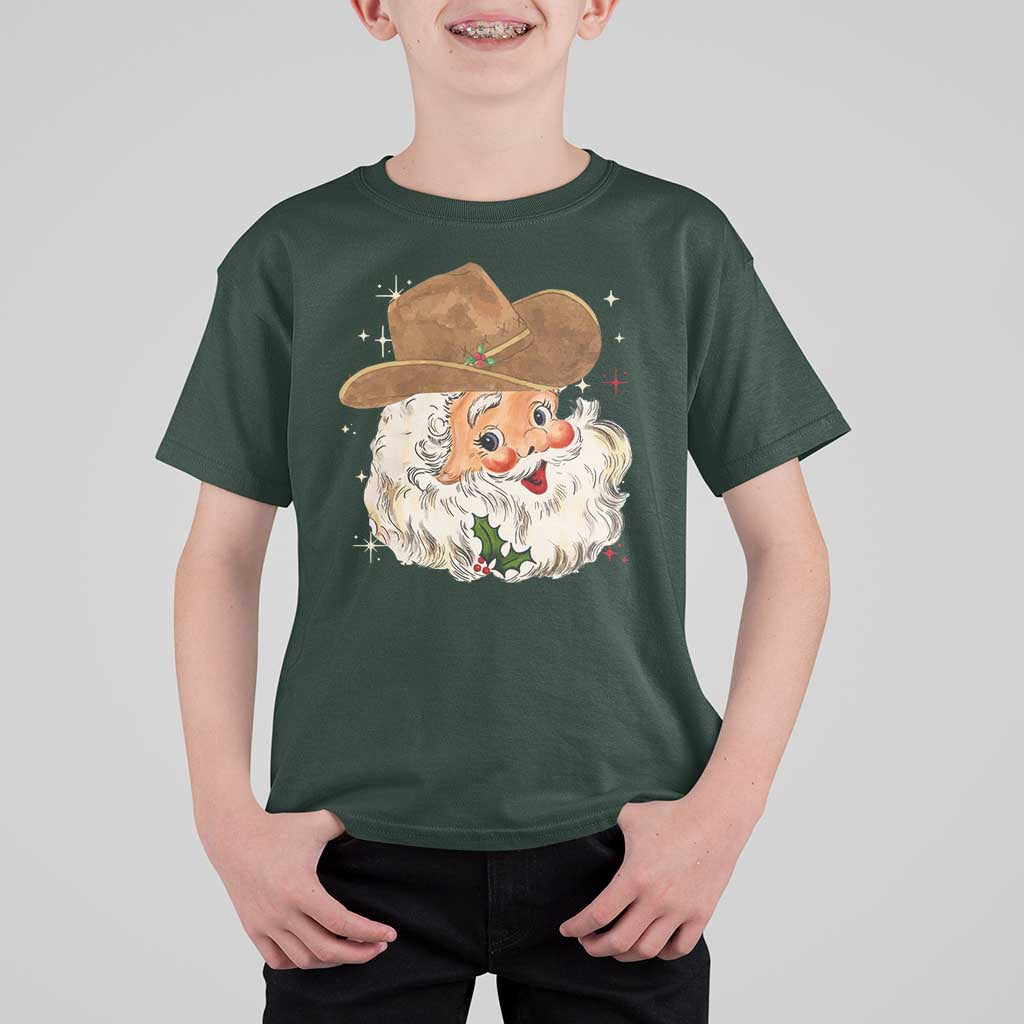 Christmas Cowboy T Shirt For Kid Santa Claus Vintage 90s Western Country Music Outfit - Wonder Print Shop