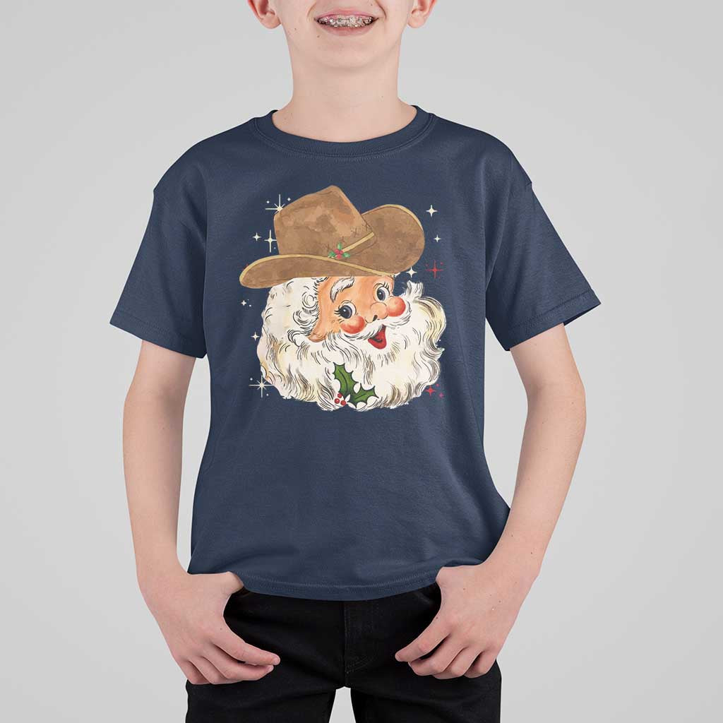 Christmas Cowboy T Shirt For Kid Santa Claus Vintage 90s Western Country Music Outfit - Wonder Print Shop