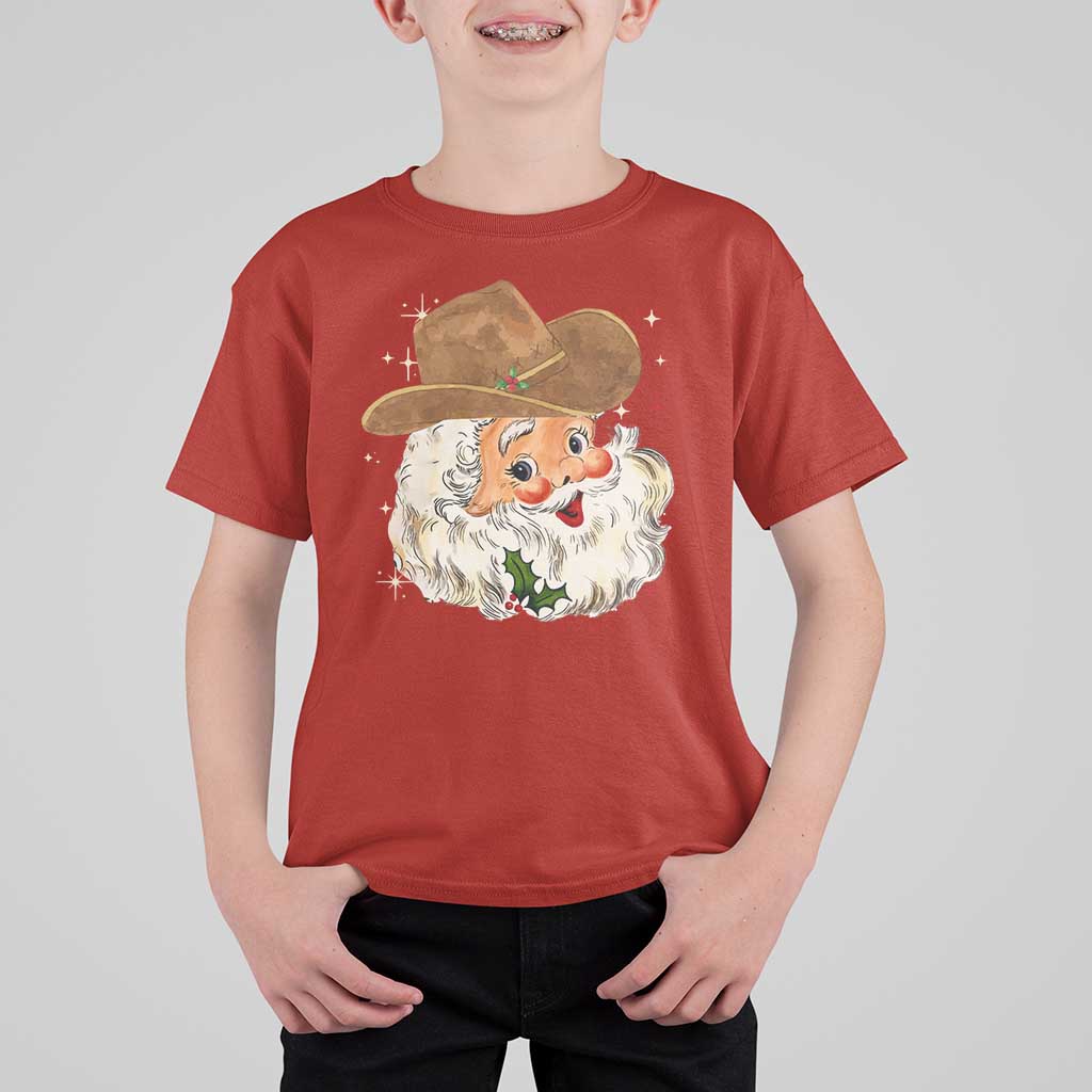 Christmas Cowboy T Shirt For Kid Santa Claus Vintage 90s Western Country Music Outfit - Wonder Print Shop