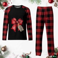 Pregnancy Announcement Plaid Pajama Set Coquette Bow Xmas Maternity Gift - Wonder Print Shop