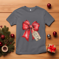 Christmas Pregnancy Announcement T Shirt Coquette Bow Xmas Maternity Gift - Wonder Print Shop