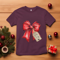 Christmas Pregnancy Announcement T Shirt Coquette Bow Xmas Maternity Gift - Wonder Print Shop