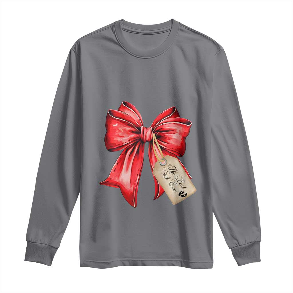 Christmas Pregnancy Announcement Long Sleeve Shirt Coquette Bow Xmas Maternity Gift