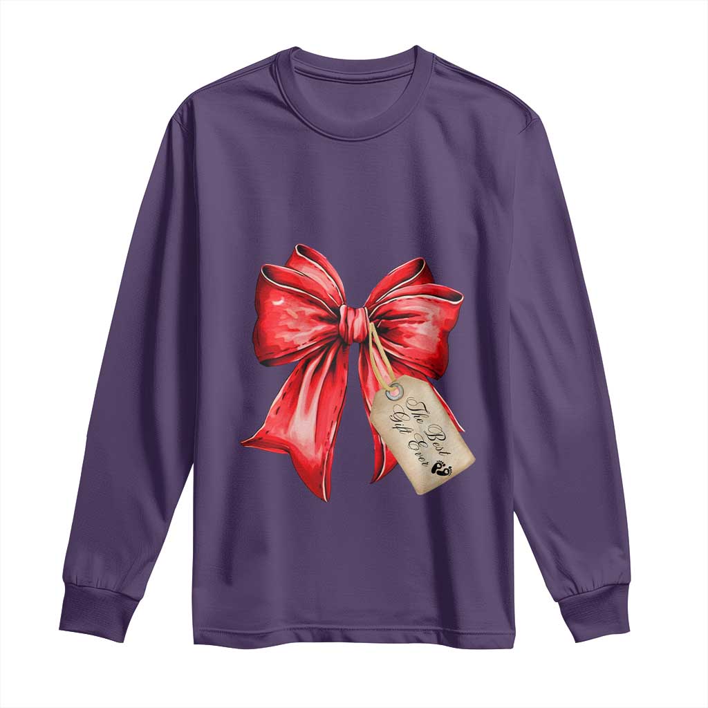 Christmas Pregnancy Announcement Long Sleeve Shirt Coquette Bow Xmas Maternity Gift