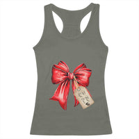 Christmas Pregnancy Announcement Racerback Tank Top Coquette Bow Xmas Maternity Gift