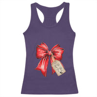 Christmas Pregnancy Announcement Racerback Tank Top Coquette Bow Xmas Maternity Gift