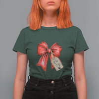 Christmas Pregnancy Announcement T Shirt For Women Coquette Bow Xmas Maternity Gift - Wonder Print Shop