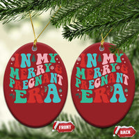 Pregnancy Announcement Christmas Ornament Merry & Pregnant Era Cute Groovy Christmas Holiday Xmas - Wonder Print Shop