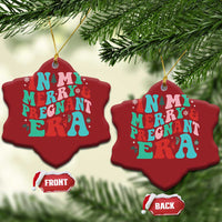 Pregnancy Announcement Christmas Ornament Merry & Pregnant Era Cute Groovy Christmas Holiday Xmas - Wonder Print Shop