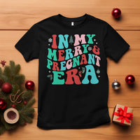 Christmas Pregnancy Announcement T Shirt Merry & Pregnant Era Cute Groovy Christmas Holiday Xmas - Wonder Print Shop