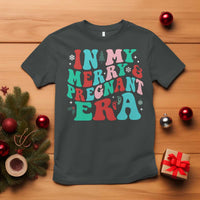 Christmas Pregnancy Announcement T Shirt Merry & Pregnant Era Cute Groovy Christmas Holiday Xmas - Wonder Print Shop