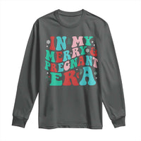 Christmas Pregnancy Announcement Long Sleeve Shirt Merry & Pregnant Era Cute Groovy Christmas Holiday Xmas