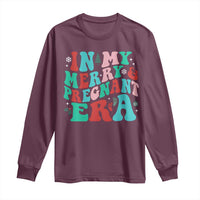 Christmas Pregnancy Announcement Long Sleeve Shirt Merry & Pregnant Era Cute Groovy Christmas Holiday Xmas