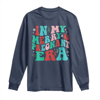 Christmas Pregnancy Announcement Long Sleeve Shirt Merry & Pregnant Era Cute Groovy Christmas Holiday Xmas