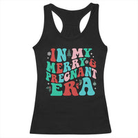 Christmas Pregnancy Announcement Racerback Tank Top Merry & Pregnant Era Cute Groovy Christmas Holiday Xmas