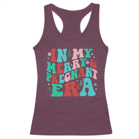 Christmas Pregnancy Announcement Racerback Tank Top Merry & Pregnant Era Cute Groovy Christmas Holiday Xmas