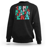 Christmas Pregnancy Announcement Sweatshirt Merry & Pregnant Era Cute Groovy Christmas Holiday Xmas - Wonder Print Shop