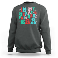 Christmas Pregnancy Announcement Sweatshirt Merry & Pregnant Era Cute Groovy Christmas Holiday Xmas - Wonder Print Shop