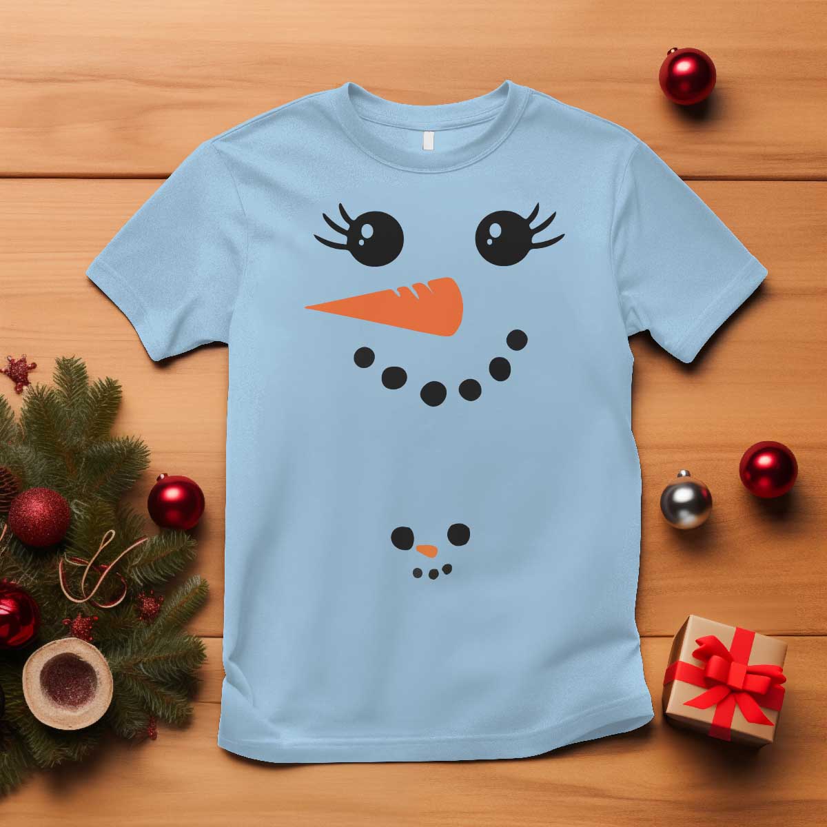 Christmas Pregnancy Announcement T Shirt Snowman Face Xmas Maternity Gift - Wonder Print Shop