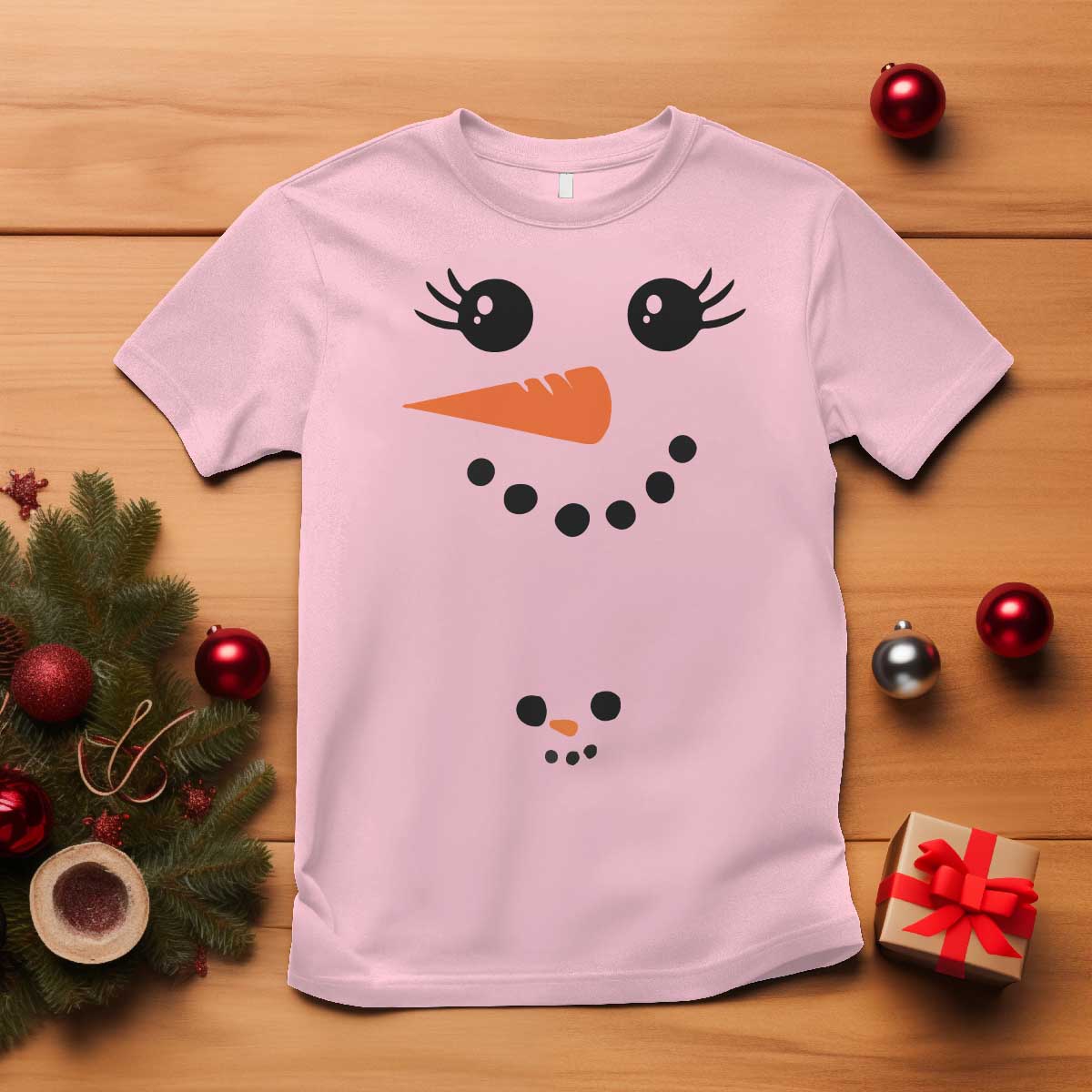 Christmas Pregnancy Announcement T Shirt Snowman Face Xmas Maternity Gift - Wonder Print Shop