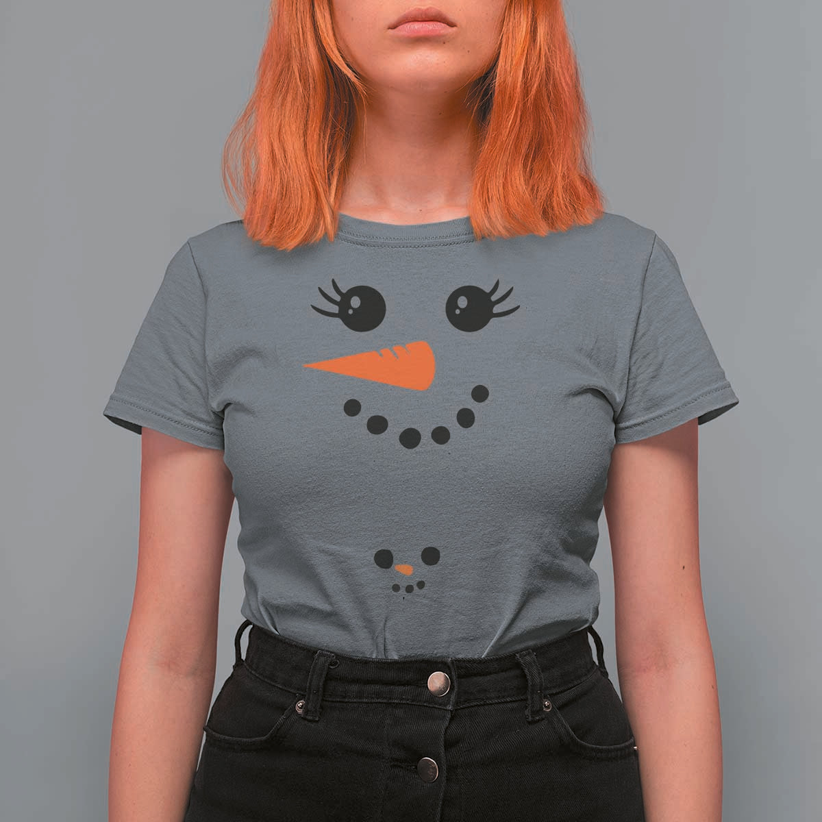 Christmas Pregnancy Announcement T Shirt For Women Snowman Face Xmas Maternity Gift - Wonder Print Shop