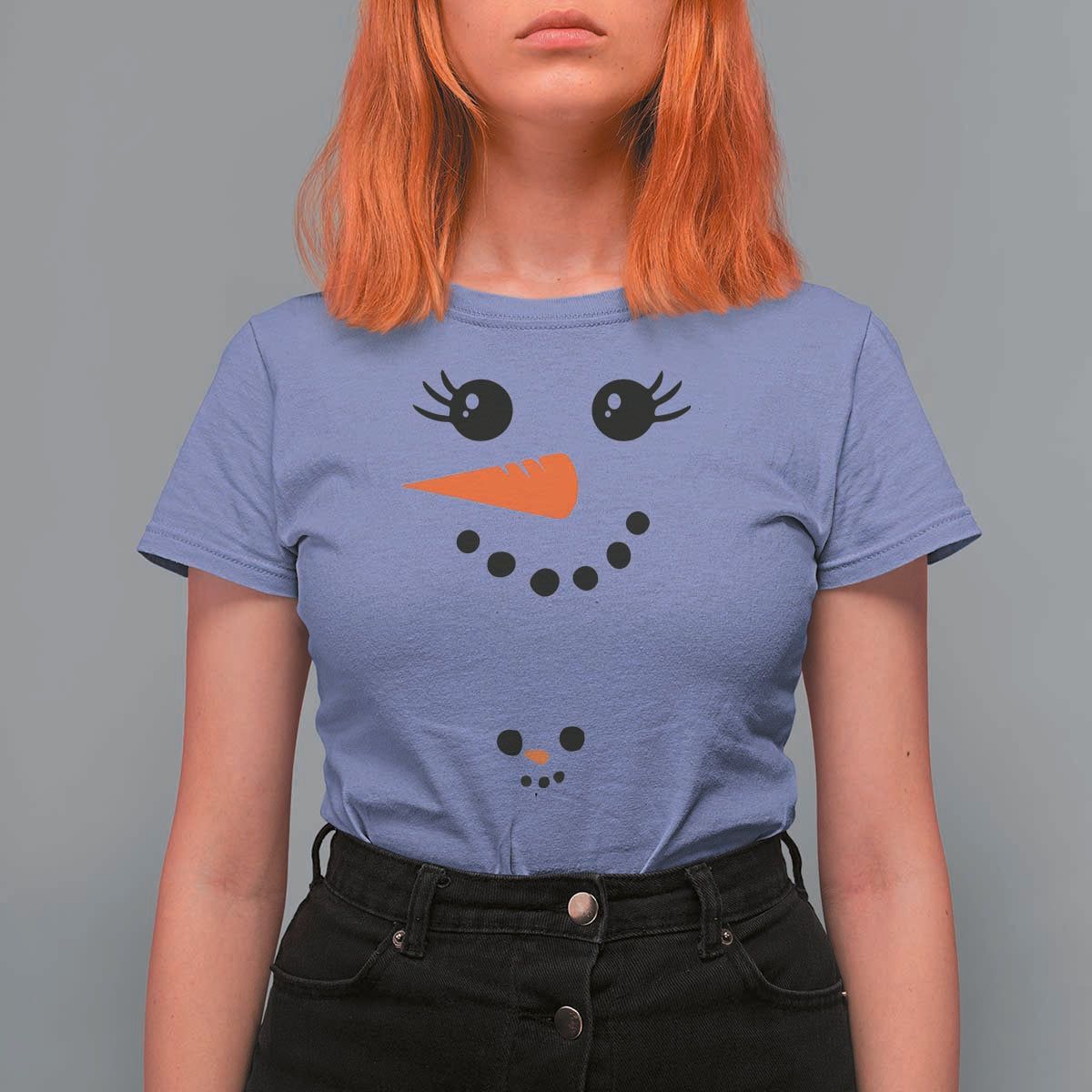 Christmas Pregnancy Announcement T Shirt For Women Snowman Face Xmas Maternity Gift - Wonder Print Shop