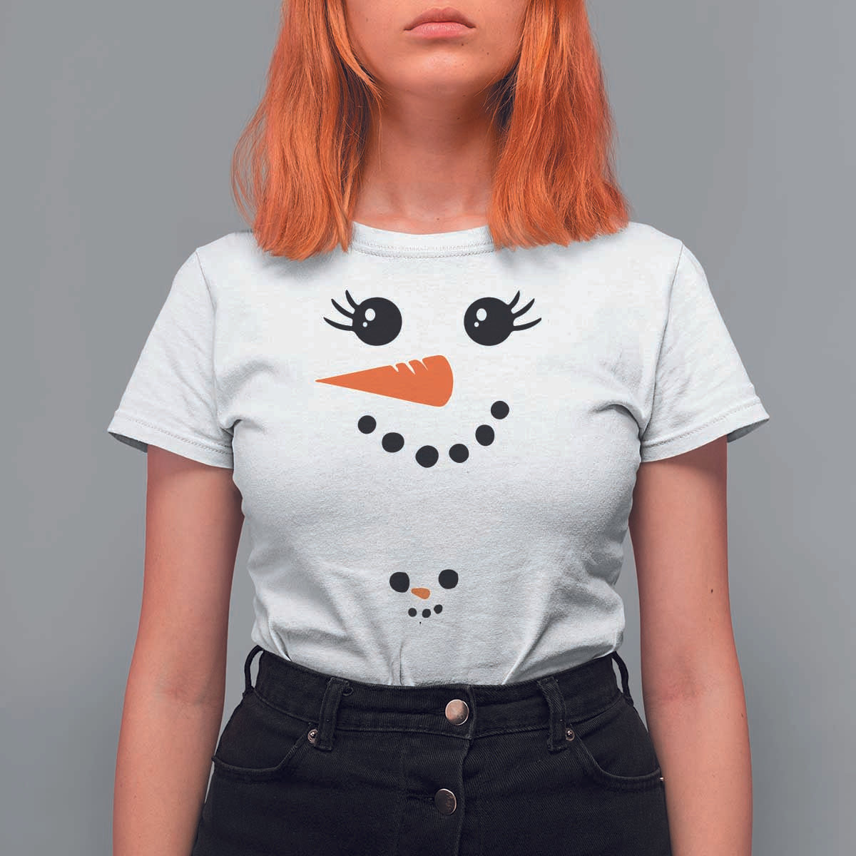 Christmas Pregnancy Announcement T Shirt For Women Snowman Face Xmas Maternity Gift - Wonder Print Shop