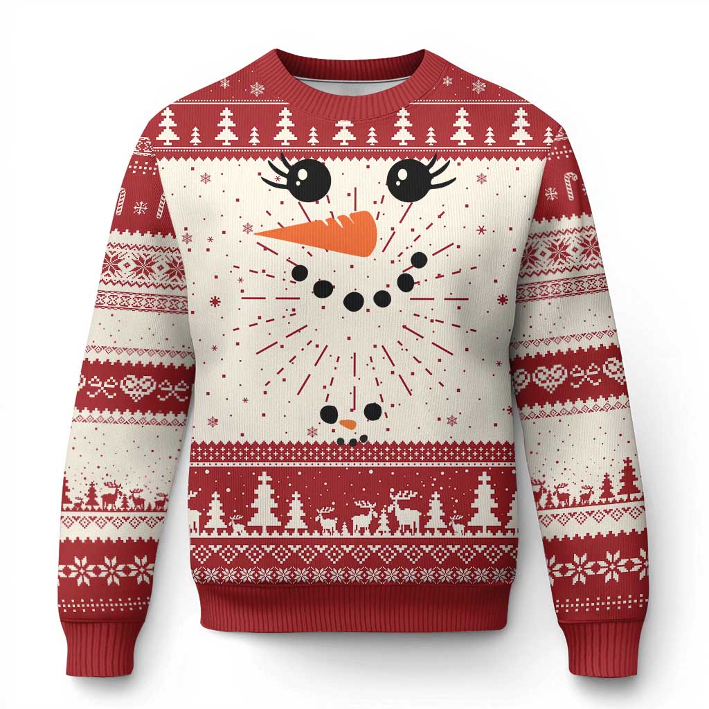 Pregnancy Announcement Ugly Christmas Sweater Snowman Face Xmas Maternity Gift - Wonder Print Shop