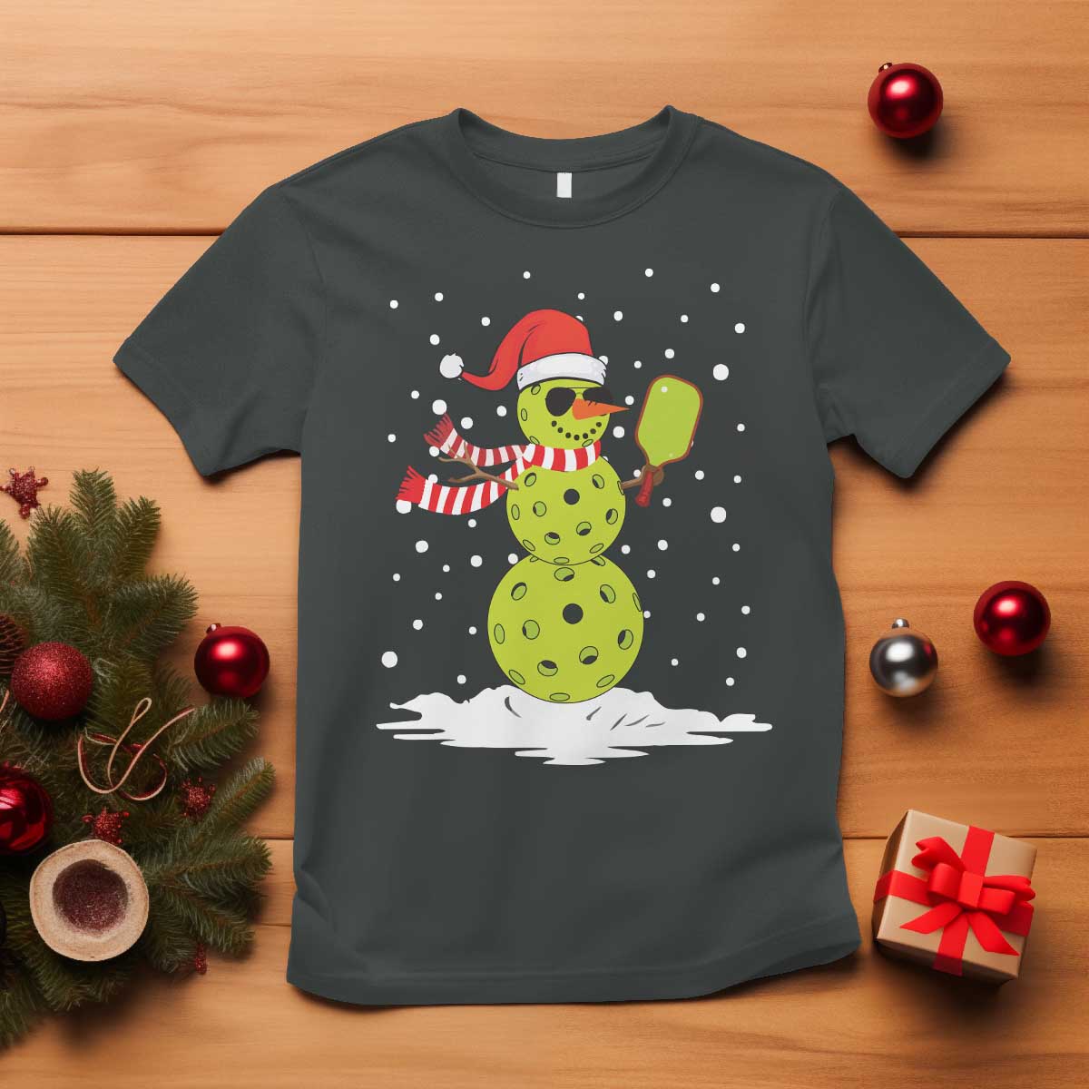 Pickleball Christmas T Shirt Santa Hat Snowman Xmas - Wonder Print Shop