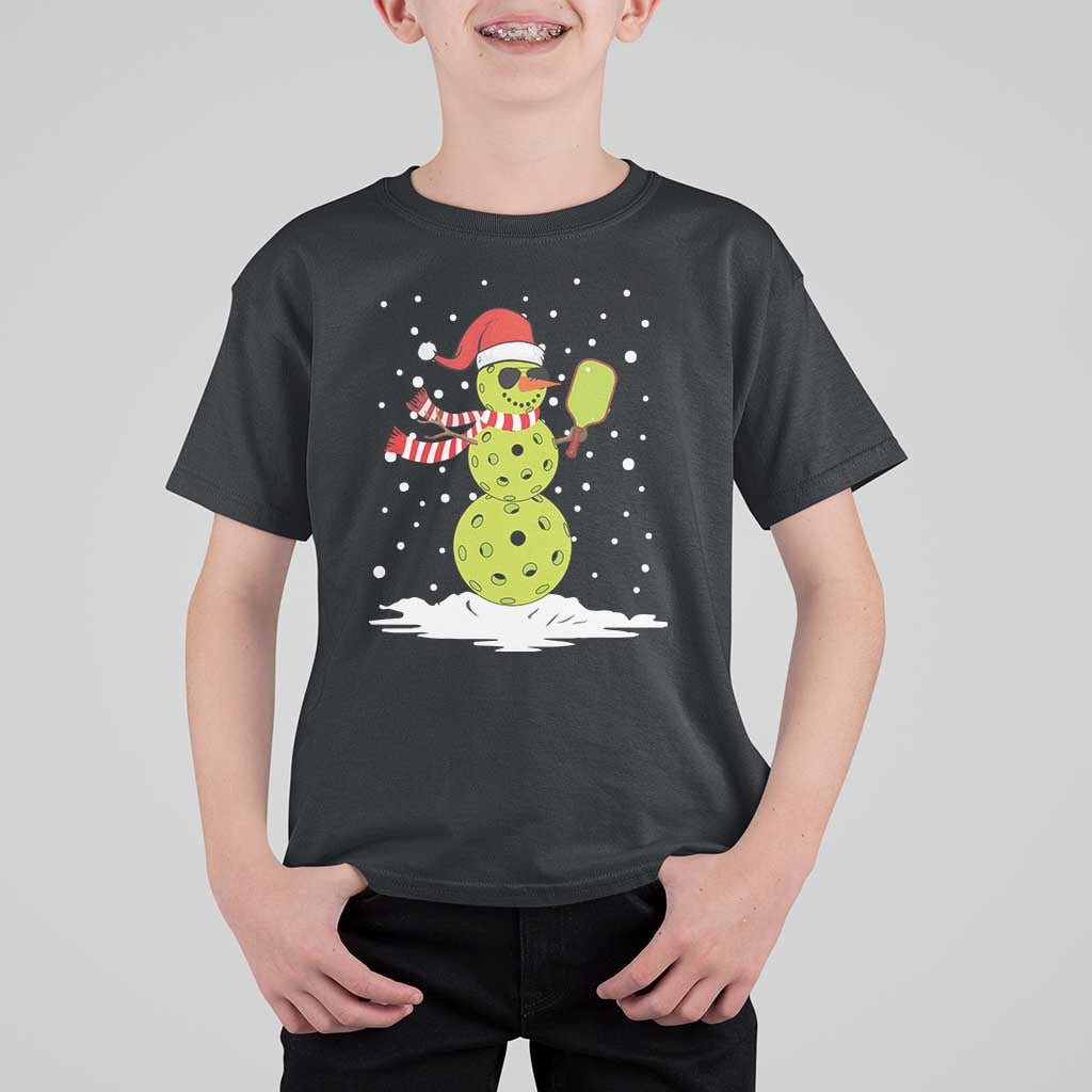 Pickleball Christmas T Shirt For Kid Santa Hat Snowman Xmas - Wonder Print Shop