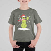 Pickleball Christmas T Shirt For Kid Santa Hat Snowman Xmas - Wonder Print Shop