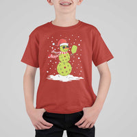 Pickleball Christmas T Shirt For Kid Santa Hat Snowman Xmas - Wonder Print Shop
