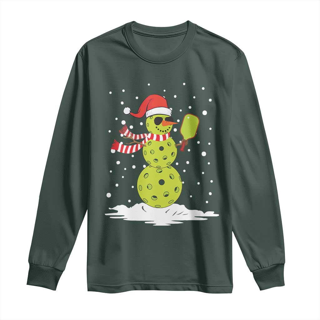 Pickleball Christmas Long Sleeve Shirt Santa Hat Snowman Xmas