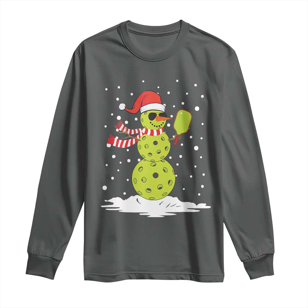 Pickleball Christmas Long Sleeve Shirt Santa Hat Snowman Xmas