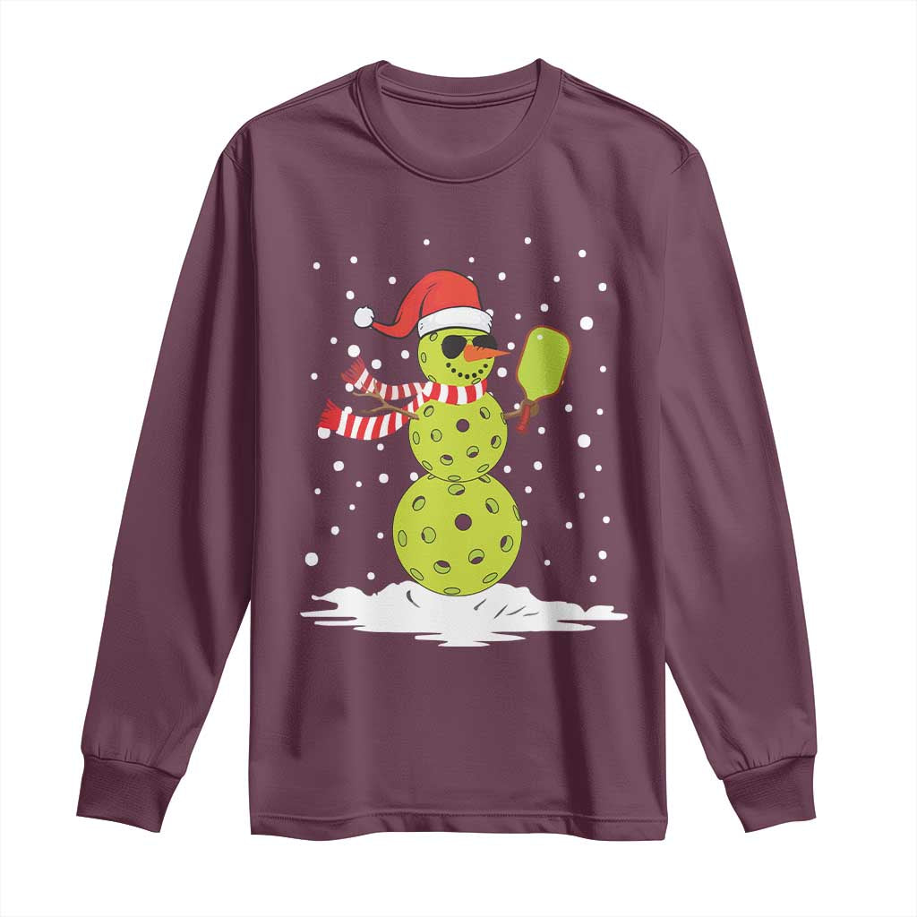 Pickleball Christmas Long Sleeve Shirt Santa Hat Snowman Xmas