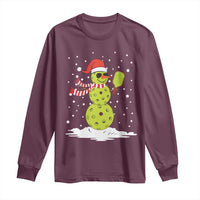 Pickleball Christmas Long Sleeve Shirt Santa Hat Snowman Xmas