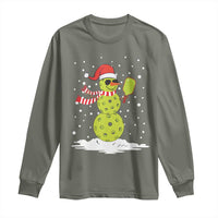 Pickleball Christmas Long Sleeve Shirt Santa Hat Snowman Xmas