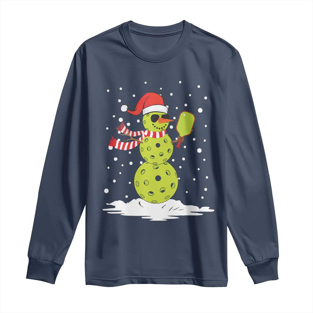 Pickleball Christmas Long Sleeve Shirt Santa Hat Snowman Xmas