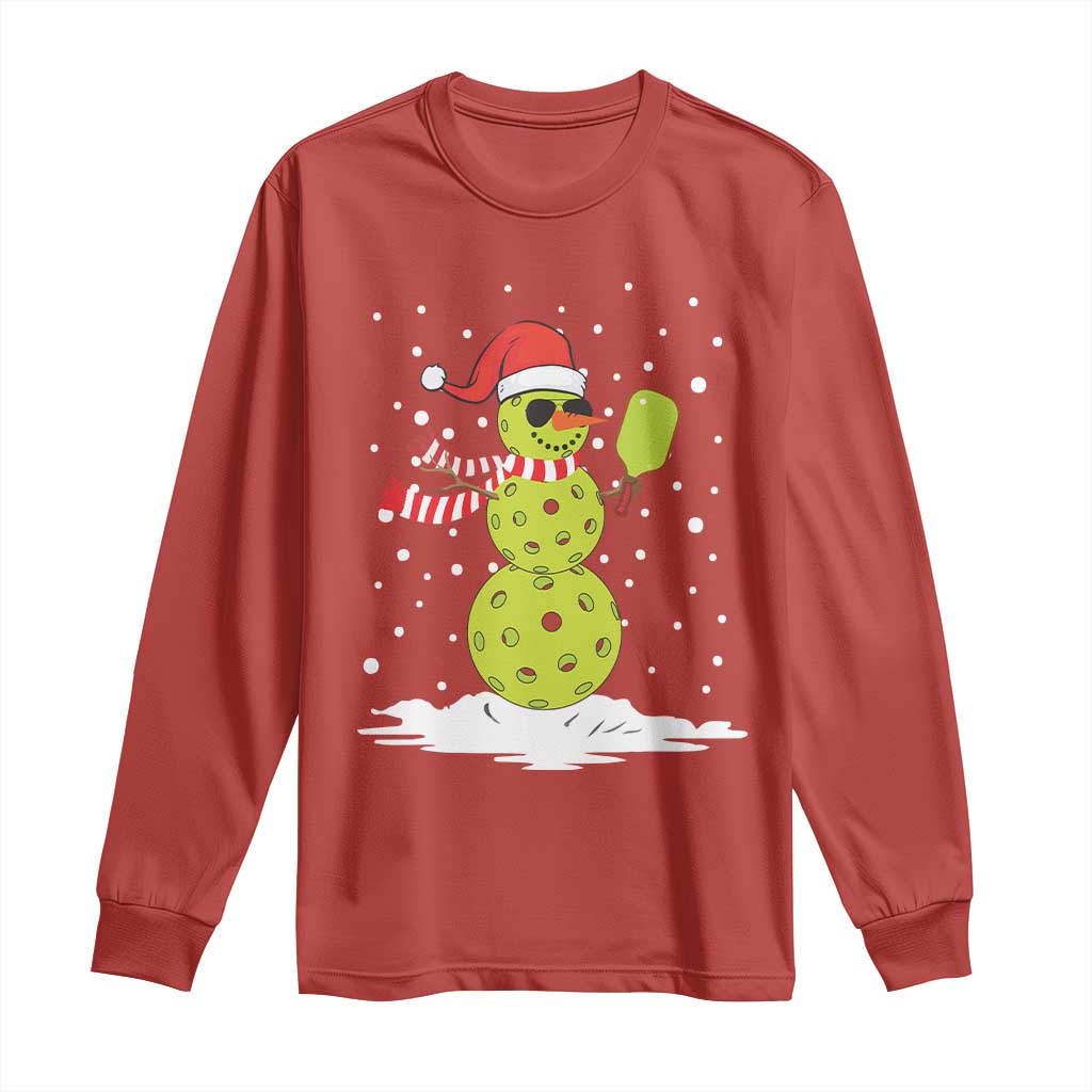 Pickleball Christmas Long Sleeve Shirt Santa Hat Snowman Xmas
