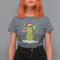 Pickleball Christmas T Shirt For Women Santa Hat Snowman Xmas - Wonder Print Shop