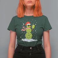 Pickleball Christmas T Shirt For Women Santa Hat Snowman Xmas - Wonder Print Shop