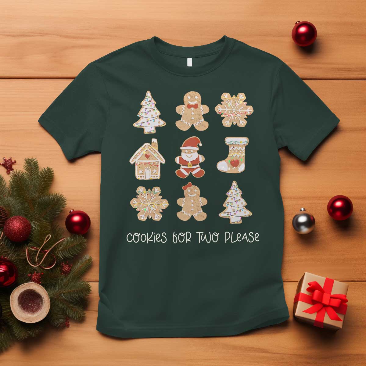 Christmas Pregnancy Announcement T Shirt Cookies For Two Please Maternity Gift - Wonder Print Shop