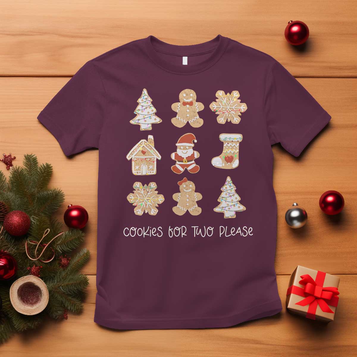 Christmas Pregnancy Announcement T Shirt Cookies For Two Please Maternity Gift - Wonder Print Shop
