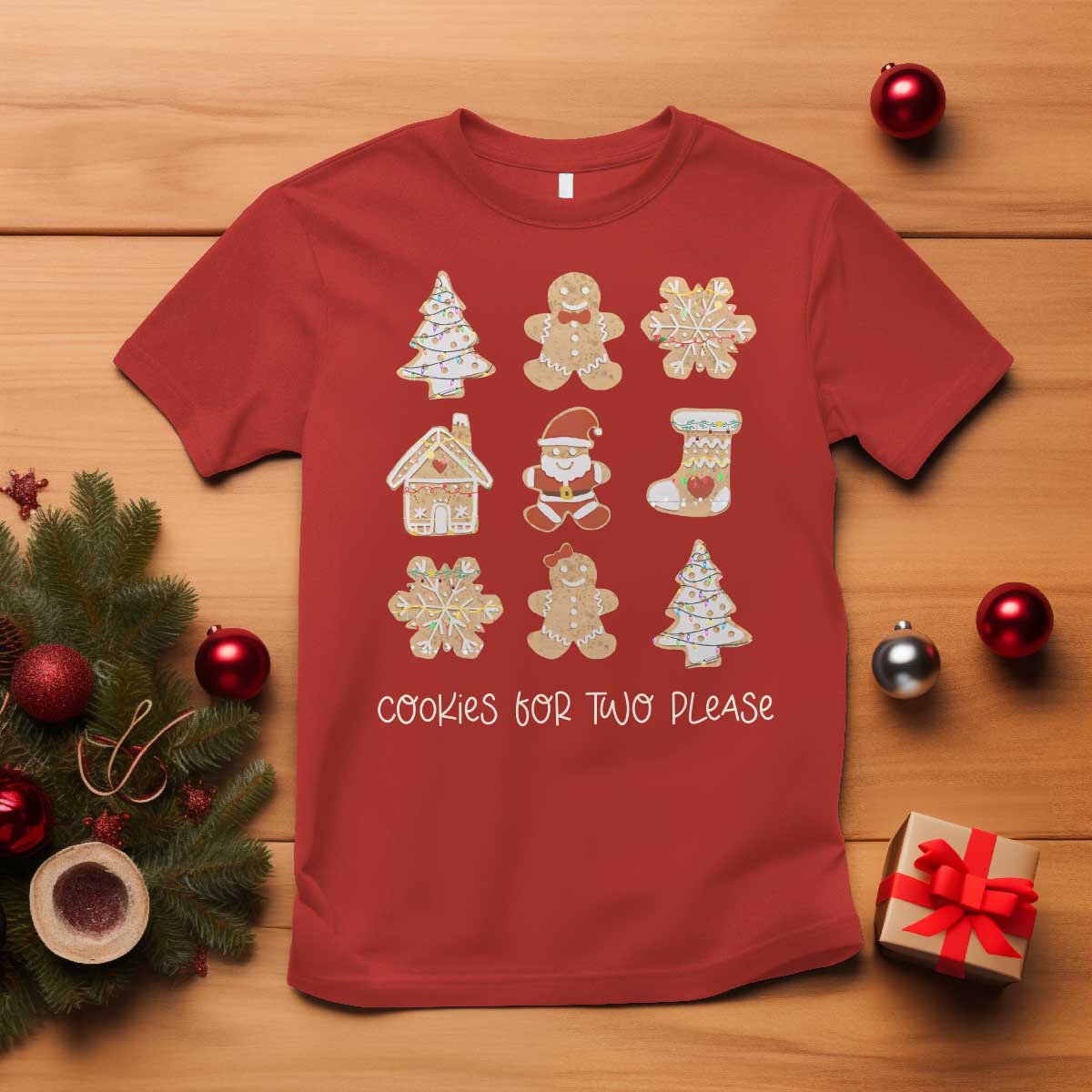 Christmas Pregnancy Announcement T Shirt Cookies For Two Please Maternity Gift - Wonder Print Shop