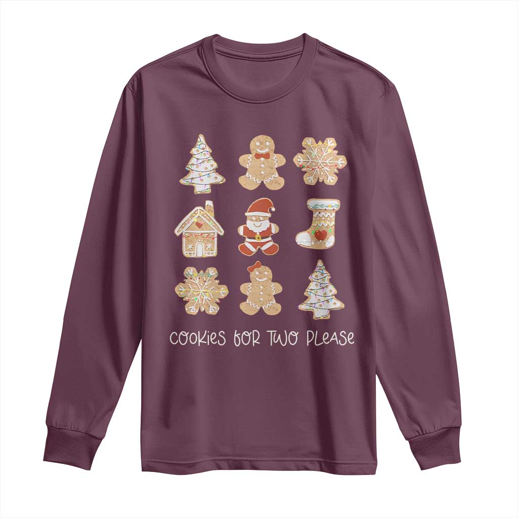 Christmas Pregnancy Announcement Long Sleeve Shirt Cookies For Two Please Maternity Gift