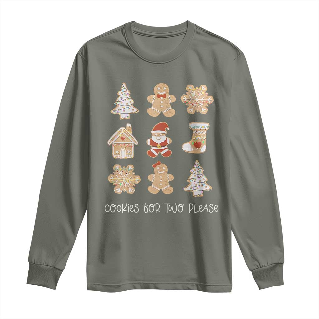Christmas Pregnancy Announcement Long Sleeve Shirt Cookies For Two Please Maternity Gift